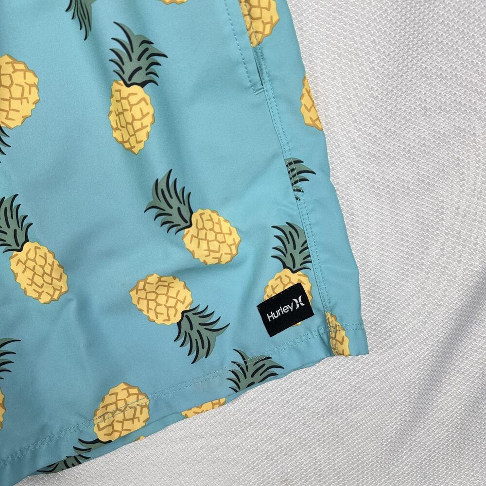 Hurley Shorts Mens XL Blue Pineapple Print Swim Trunks Elastic Waist Tropical - Picture 10 of 10